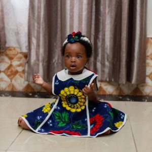 Luxe floral baby wear, floral African cotton based print romper with head accessory