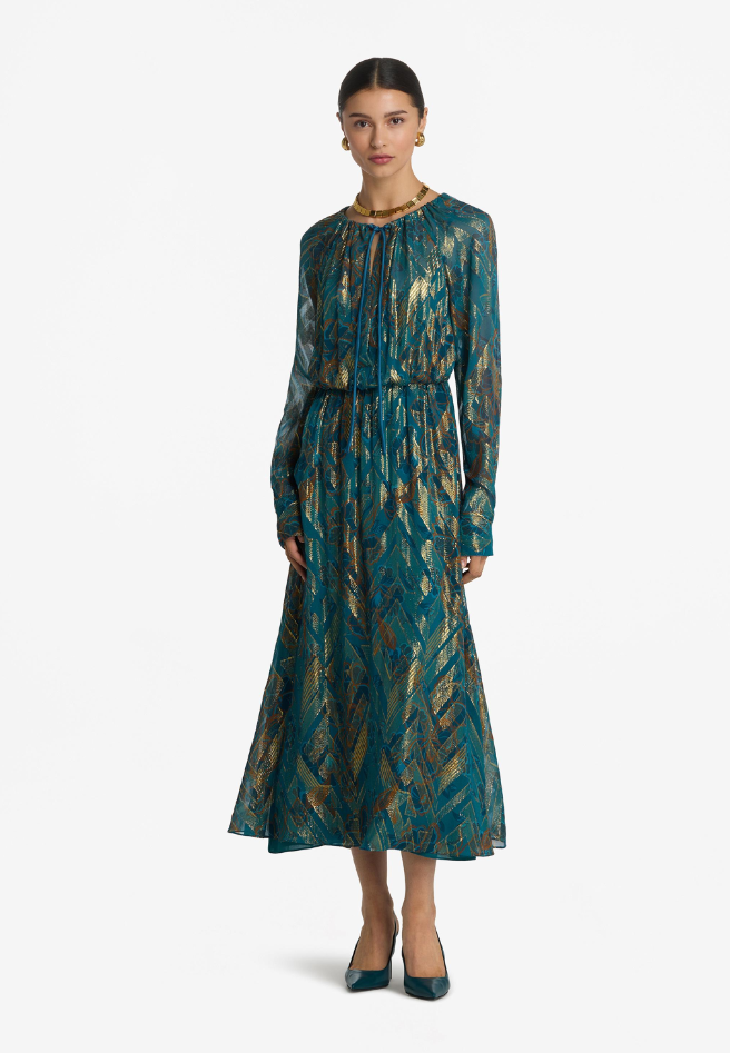 silk lurex fil coupé dress